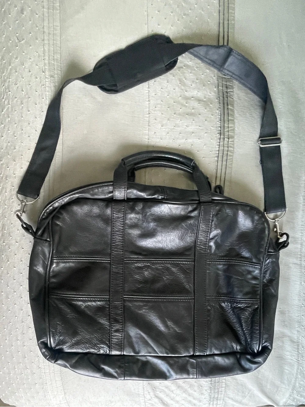 Black Leather Briefcase/Messenger Bag 12